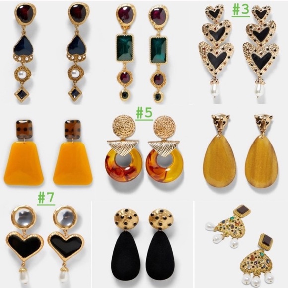 Zara Chunky Boho Gold Floral Long Drop Geometric - Picture 2 of 6